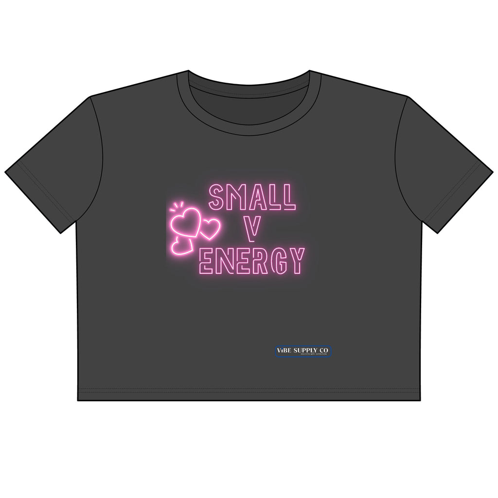 Small V Energy Neon Crop Tee — Women's Faded Cropped T-Shirt
