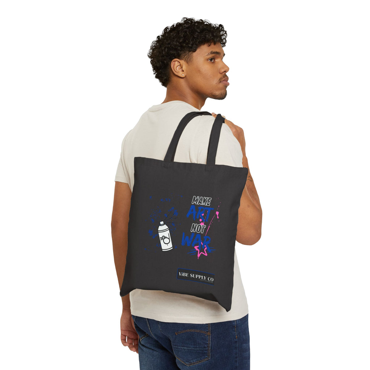 Make Art Not War Canvas Tote Bag — Eco Cotton Artist Tote