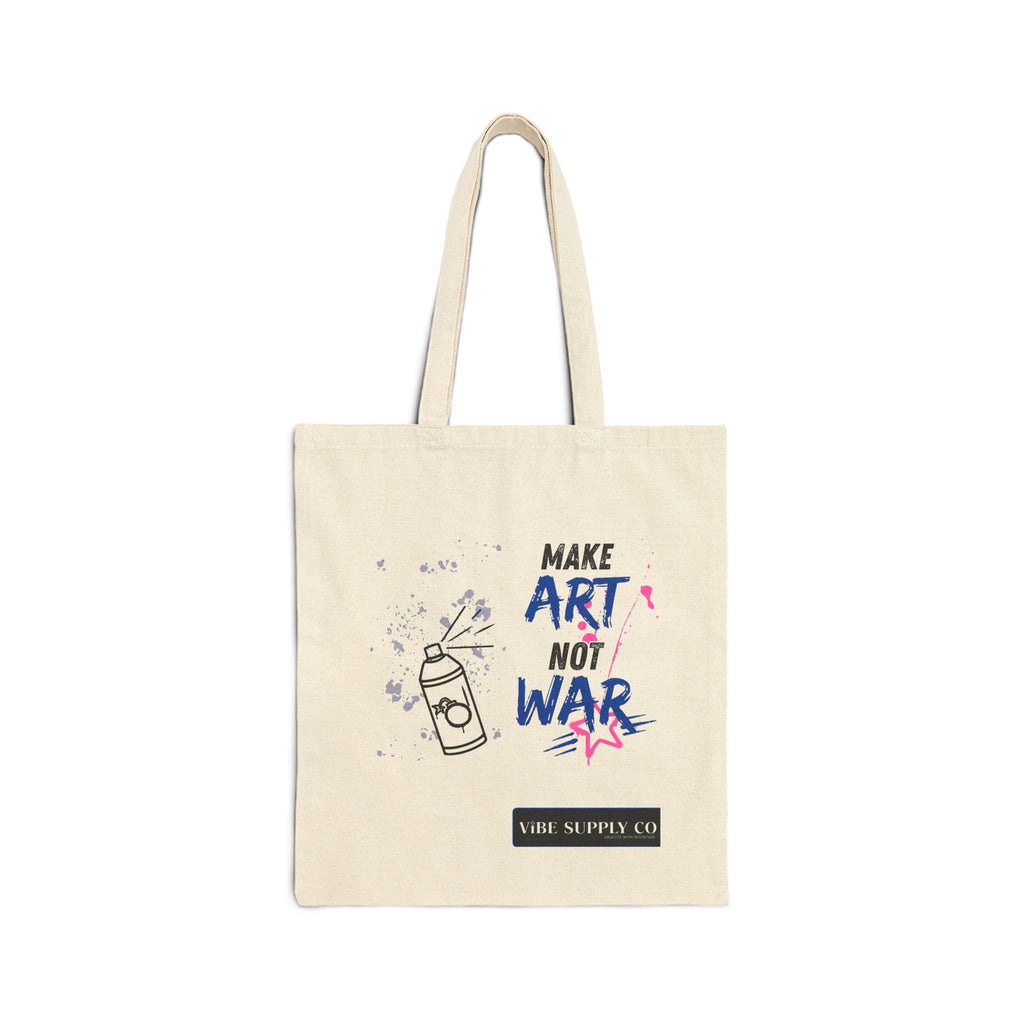 Make Art Not War Canvas Tote Bag — Eco Cotton Artist Tote